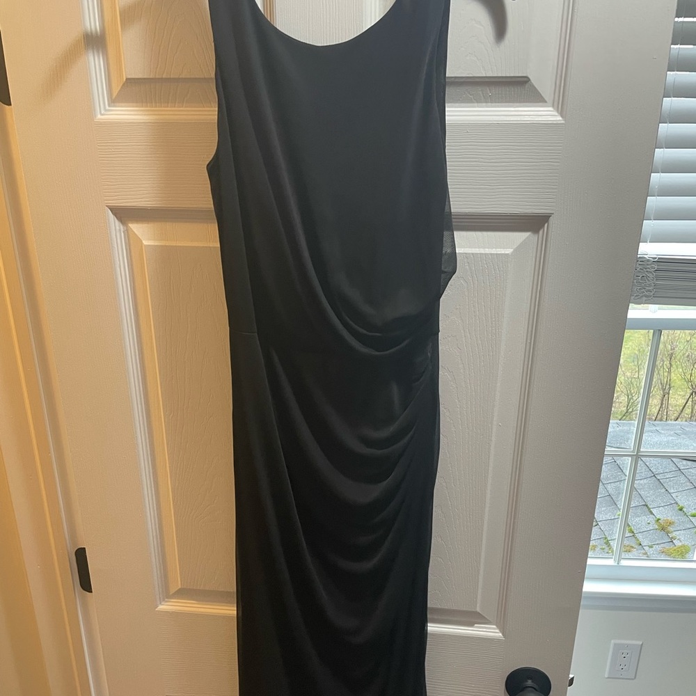 Long black David’s bridal size 8